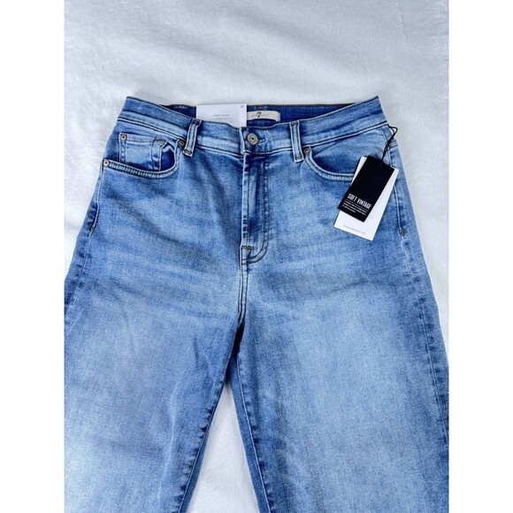 7 FOR ALL MANKIND ALEXA CROPPED TROUSER HIGH WAIST JEANS IN POLAR SKY Size27 - Picture 8 of 16